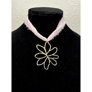 NEW Free People Annabelle Choker Blush Pink Fairy Velvet Necklace Ethereal Gold